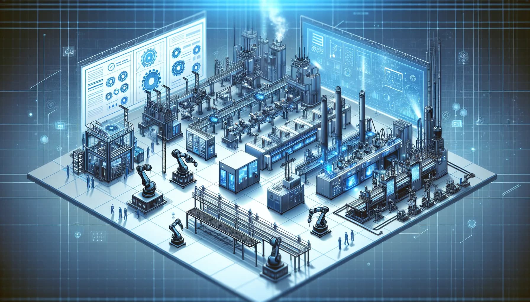 Illustration for How M2M Powers Smart Factories - Industry 4.0 and Manufacturing concept visualization