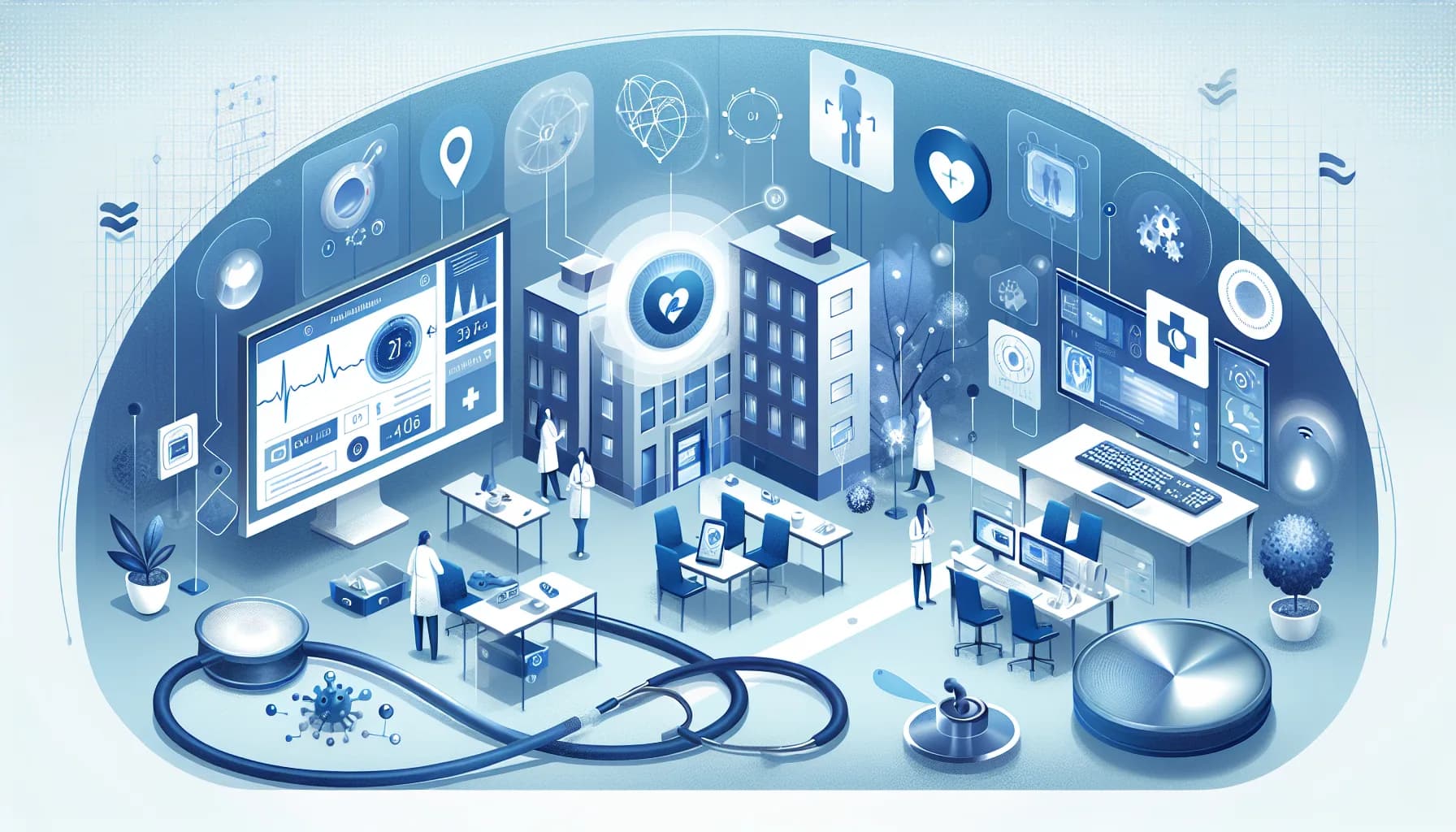 Illustration for M2M in Hospitals: Automating Processes for Safety and Efficiency - Healthcare and Remote Monitoring concept visualization
