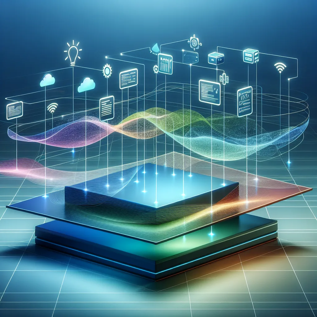 Clean 3D diagram showing MQTT protocol as glowing blue data packets connecting devices, with other protocols like CoAP and HTTP as colored shapes.
